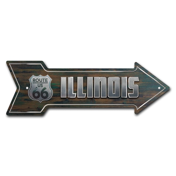 Signmission Illinois 66 Arrow Sign Funny Home Decor 18in Wide P-ARROW-999802 - main